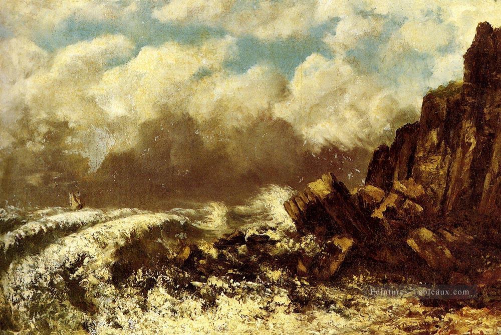 Marine A Etretat Réaliste peintre Gustave Courbet Peintures à l'huile